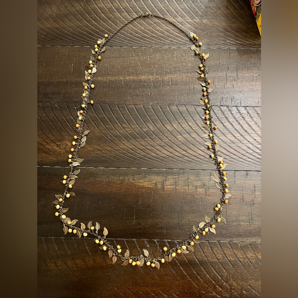 Long Leaf Beaded necklace